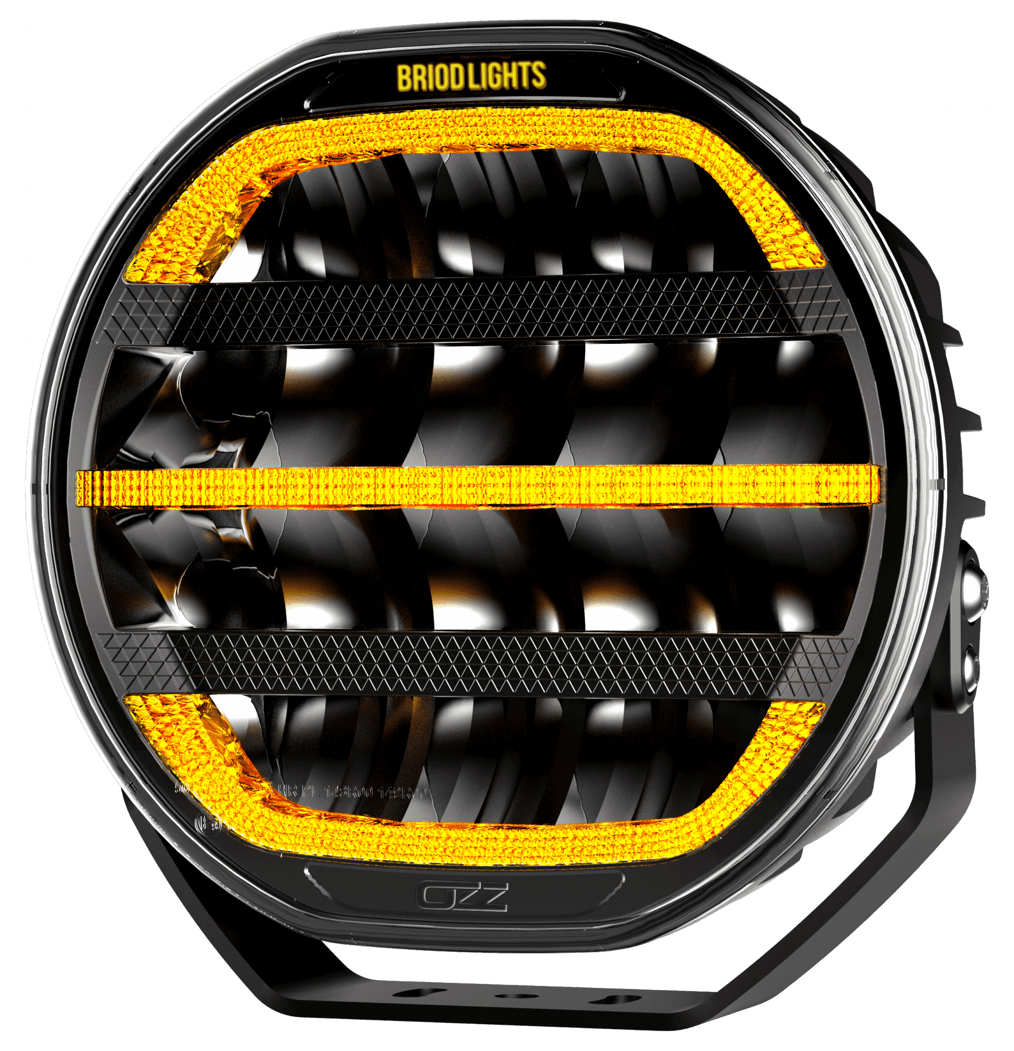 OZZ XR2 P9" LED fjernlys med oransje/hvit parklys 15000 lumen. I hvit og i svart