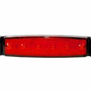 LED markeringslampe 6 LED's - 24V oransje/rød/hvit<span> - </span>Rød. 5 meter ledning