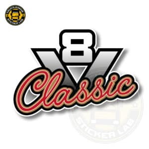 V8 CLASSIC – Klistremerke med fulltrykk